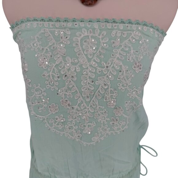 Cynthia Rowley Sz M Sequin Tie Waist Strapless Tube Dress Swim Cover Up Beachy - Picture 3 of 16